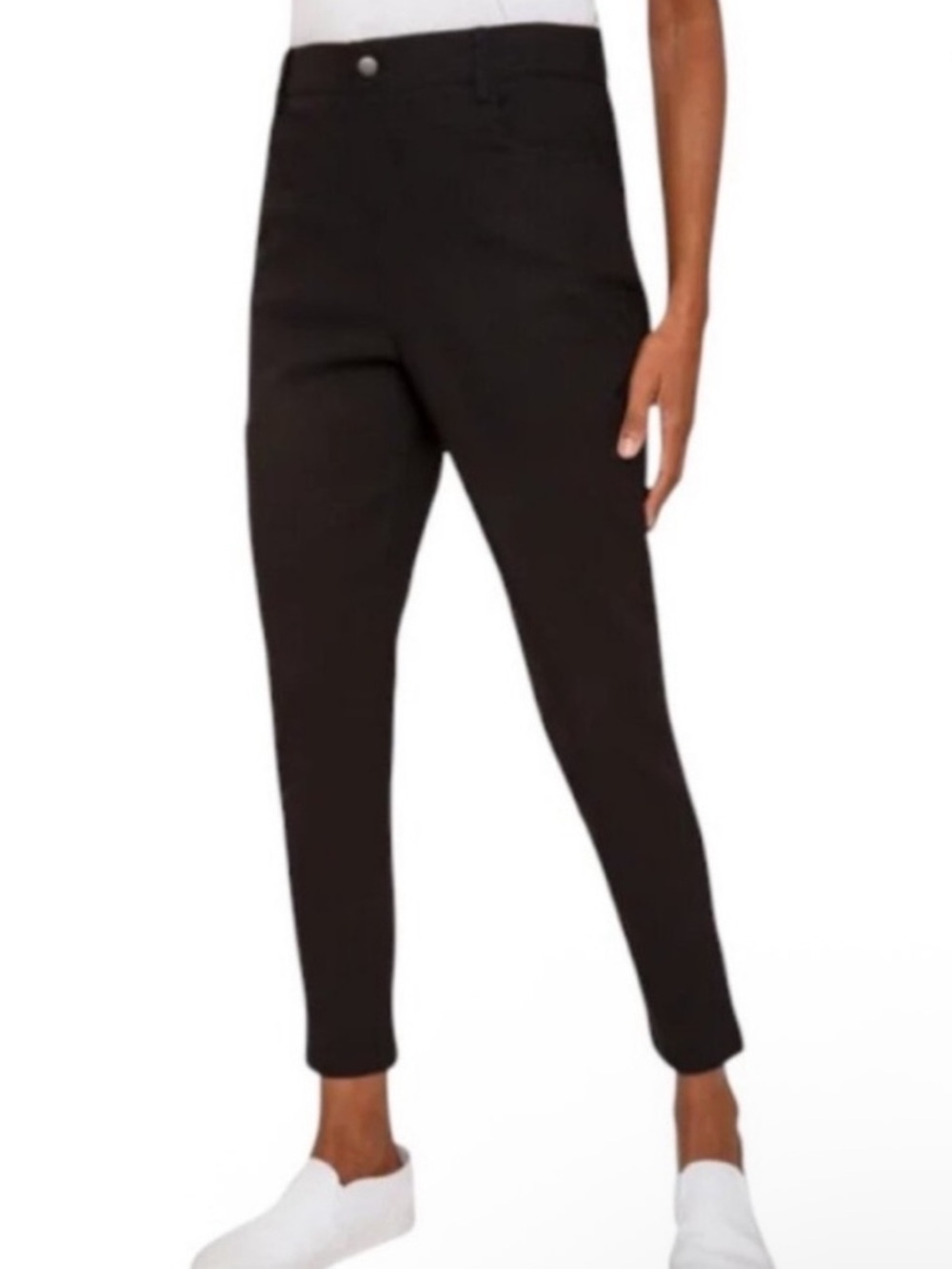 NWT Mario Serrani Pull On Ankle Pant Textured Black Size Large